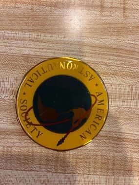 Collectible Gold Mission Pin - Yellow American astronautical Society medallion